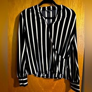 Adrianna Papell black and pink striped blouse